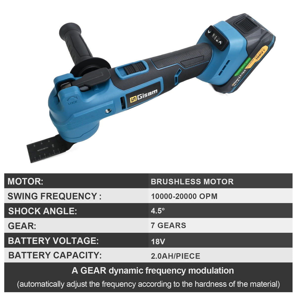 Gisam 20000OPM 7-traps borstelloze oscillerende multifunctionele tool elektrische zaag trimmer schraper voor Makita 18V accu