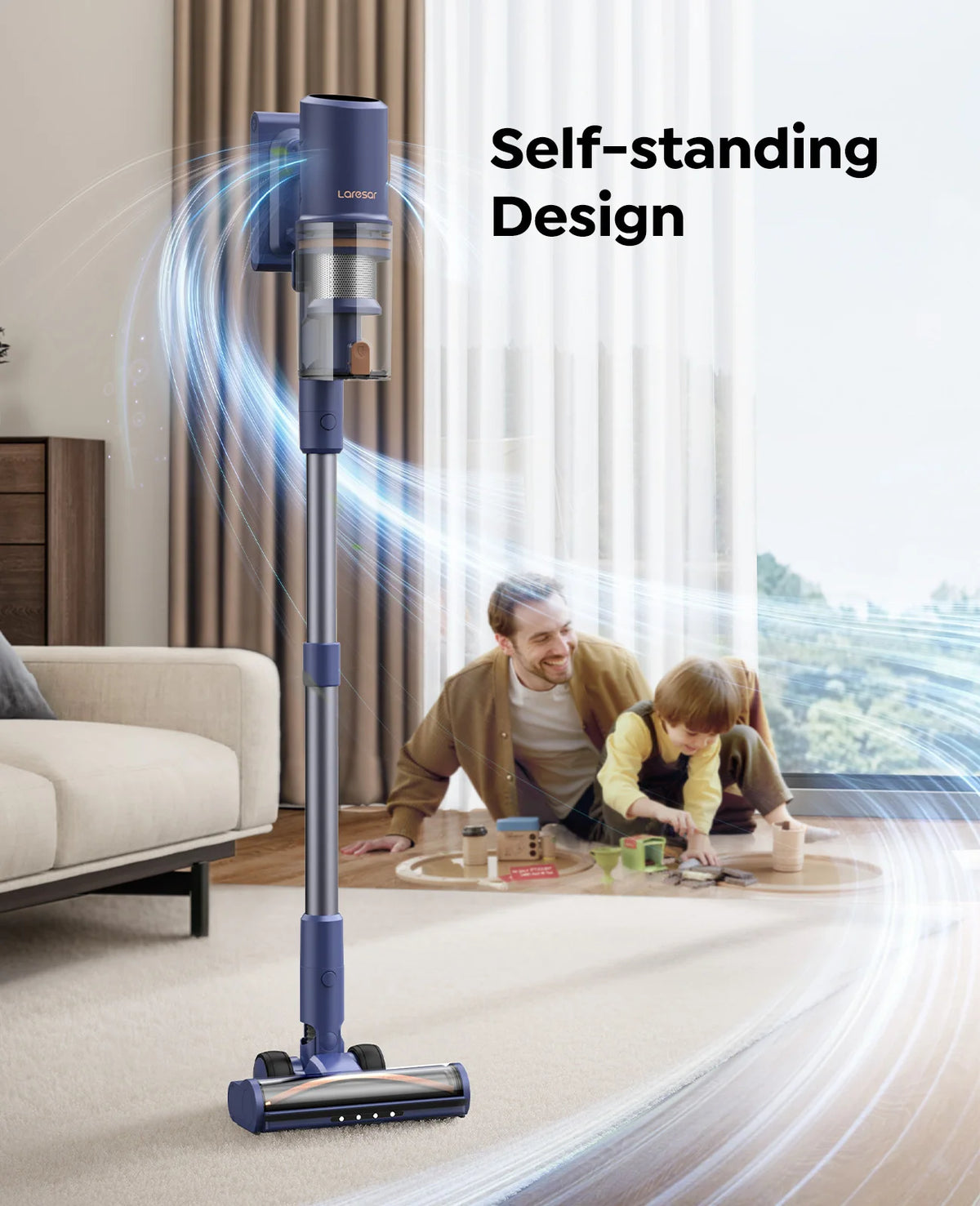 Laresar V11 NIEUW 650W 75000PA Ultra-krachtige draadloze stofzuiger, 90 minuten lange gebruiksduur, uitneembare accu & slimme display-stofzuiger