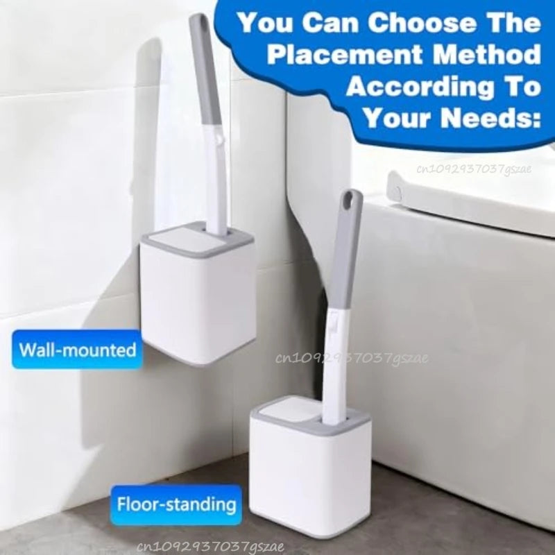 Upgrade Toilet Brush Kit with Disposable Replacement Heads Long-Handle Hygienic Bathroom Cleaning Brush for Home WC Accessories
