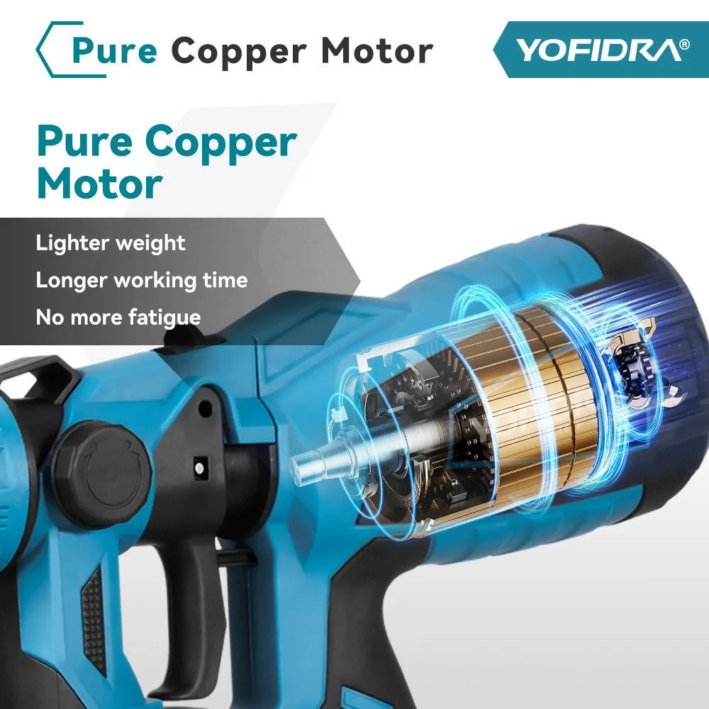 YOFIDRA 1000ML Electric Spray Gun Cordless Paint Sprayer Auto Steel Coating Airbrush DIY Power Tools for Makita 18V-21V Battery Pin