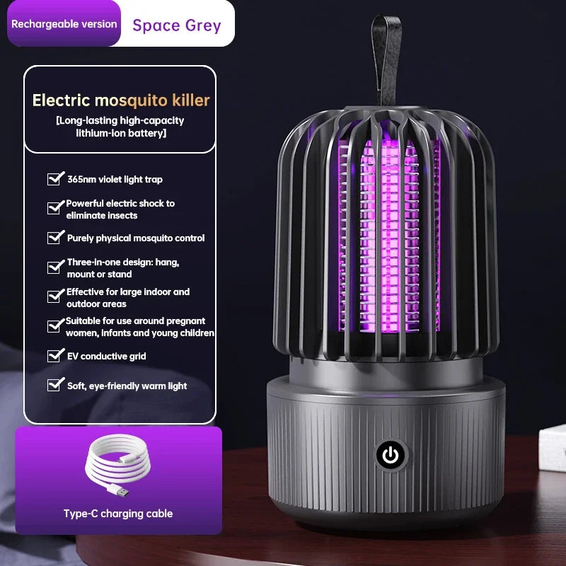 Lenovo New Mosquito Killer Lamp Blue UV Light Attract Electric Shock 2-in-1 Bug Zapper 1200mAh Rechargeable For Patio Travel New