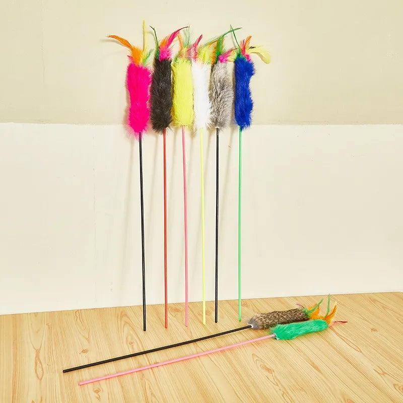 1pc Cat Toy Funny Pet Toy for Cats Interactive Cat Stick Feather Kitten Toys Random Color Pet supplies