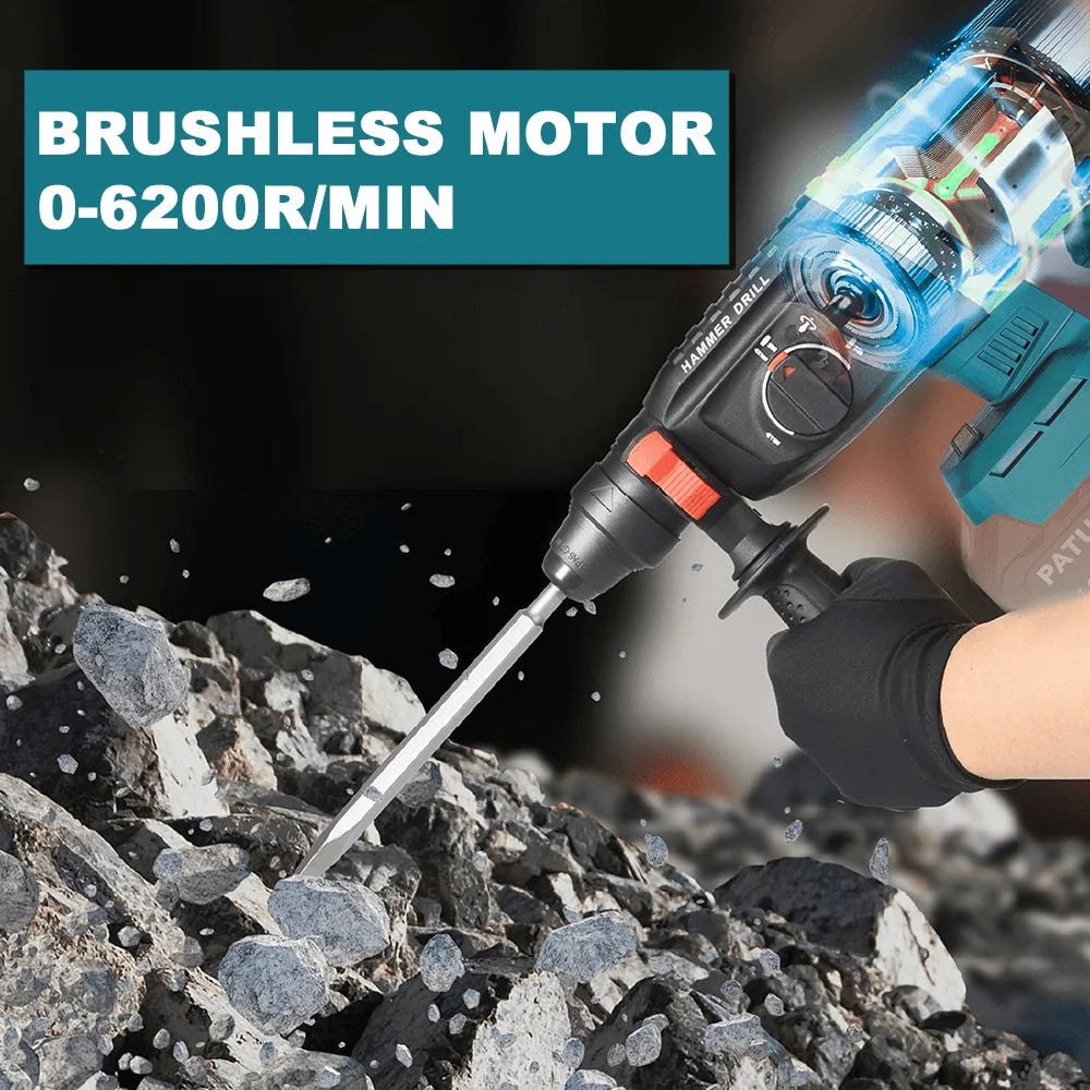 26mm Borstelloze Elektrische Boorhamer 4-Modus SDS Accu Multifunctionele Rotatiehamer Elektrisch Gereedschap voor Makita 18V Accu