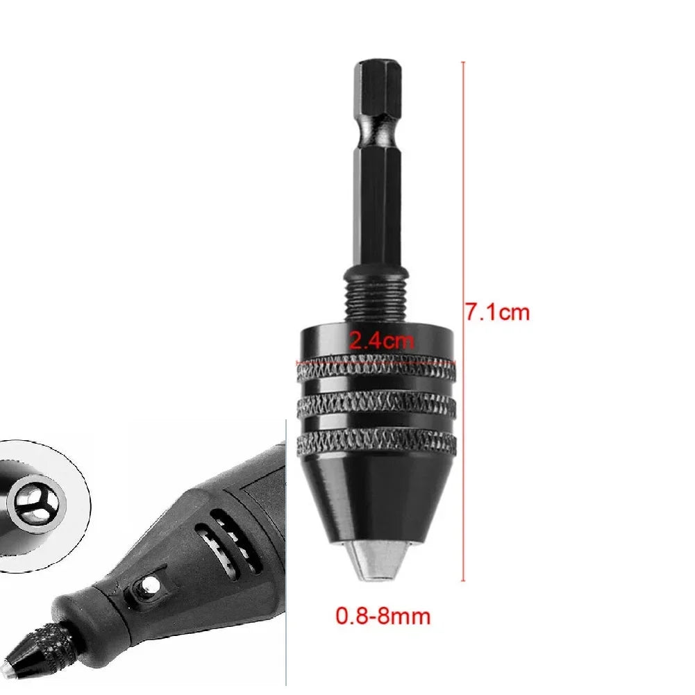 Mini sleutelloze boorkop 0,3-8mm zelfspannende elektrische boorhouder spantang gereedschap 1/4" zeskantschacht snelwisseladapter