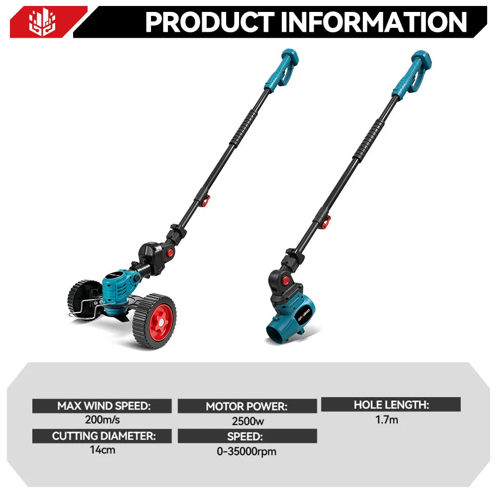ONEVAN 3-in-1 grastrimmer bladblazer set snoerloze elektrische grasmaaier graskantmaaier tuingereedschap voor Makita 18V accu