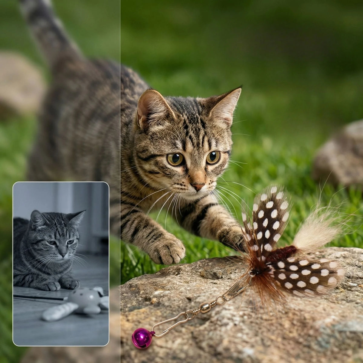 1/2 stuks insectenaccessoires kattenhengel vervangende kop met veren interactief kattenspeelgoed