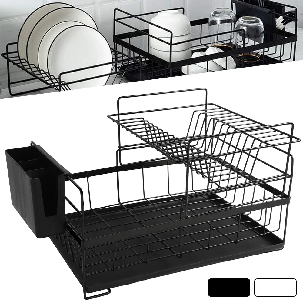 Dish Drying Rack Dish Drainer Rack Kitchen Adjustable Plates Organizer Dish Bowl Drainer Storage Rack Cutlery Storage Holder