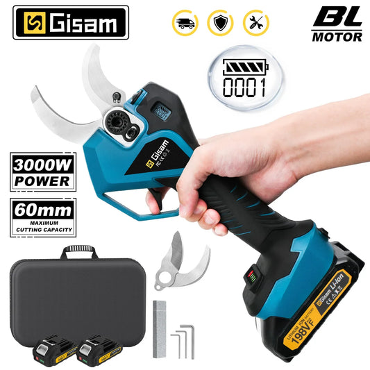 Gisam Brushless 60mm Electric Pruner Shear Cordless Fruit Tree Bonsai Pruning Scissors Tools For Makita 18V Battery Pin