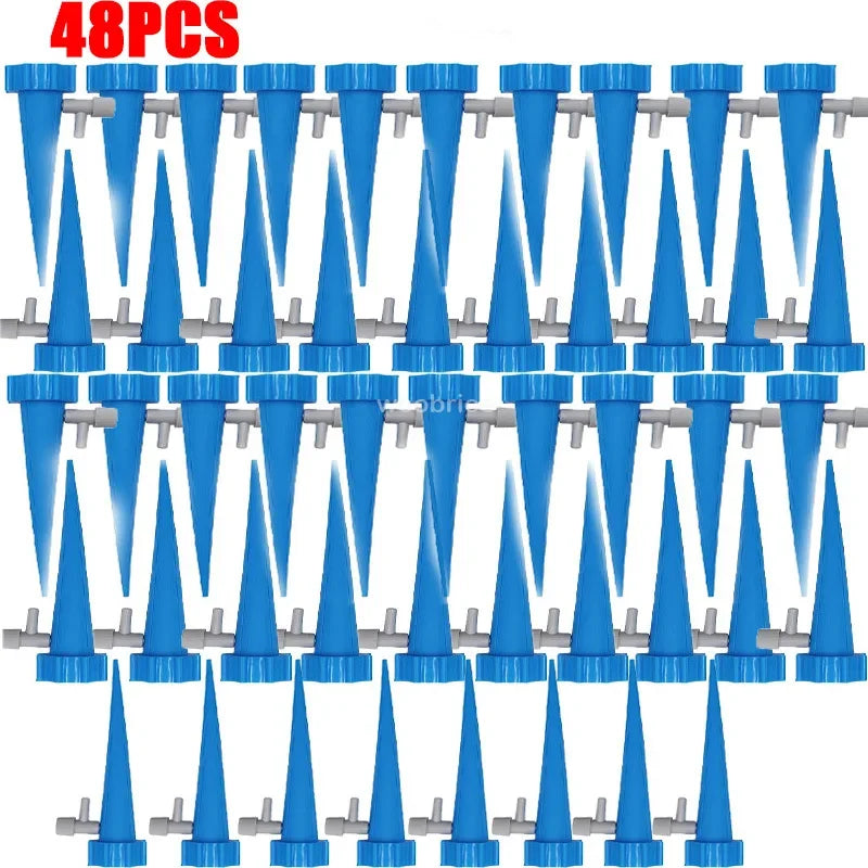 1-48pcs Drip Irrigation Self-watering Pot Automatic Drip Irrigation Kit Plant Watering Device Adjustable Control Water Dripper