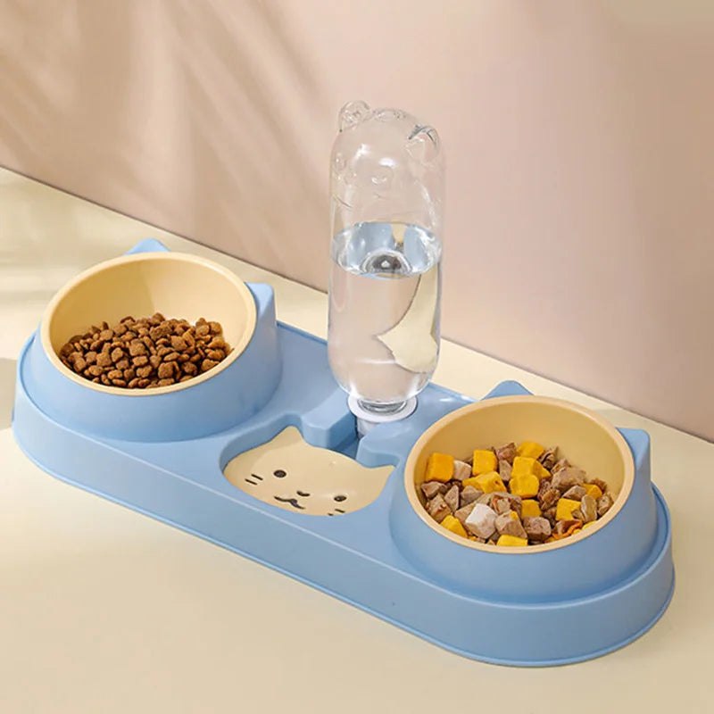 3 in 1 Pet Cat Feeder Pet Double Bowl for Cats Small Dogs Automatic Cat Water Dispenser Raised Kitten Food Bowl Cat Accessories