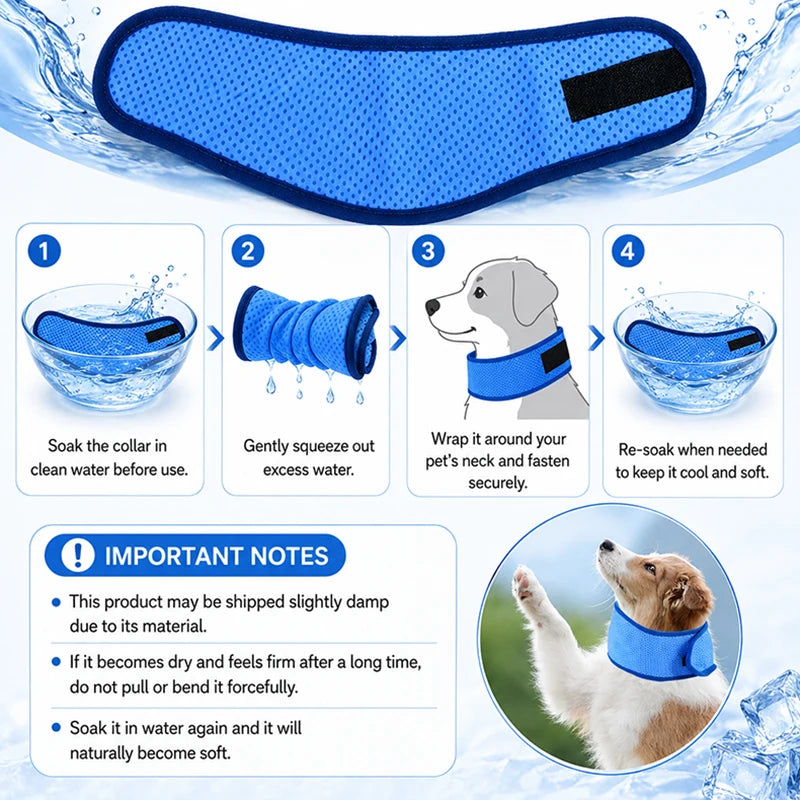 Dog Cooling Scarf (Use After Soaking) Adjustable Pet Bandana for Small Medium Dogs Breathable Puppy Ice Collar Dog Accessories