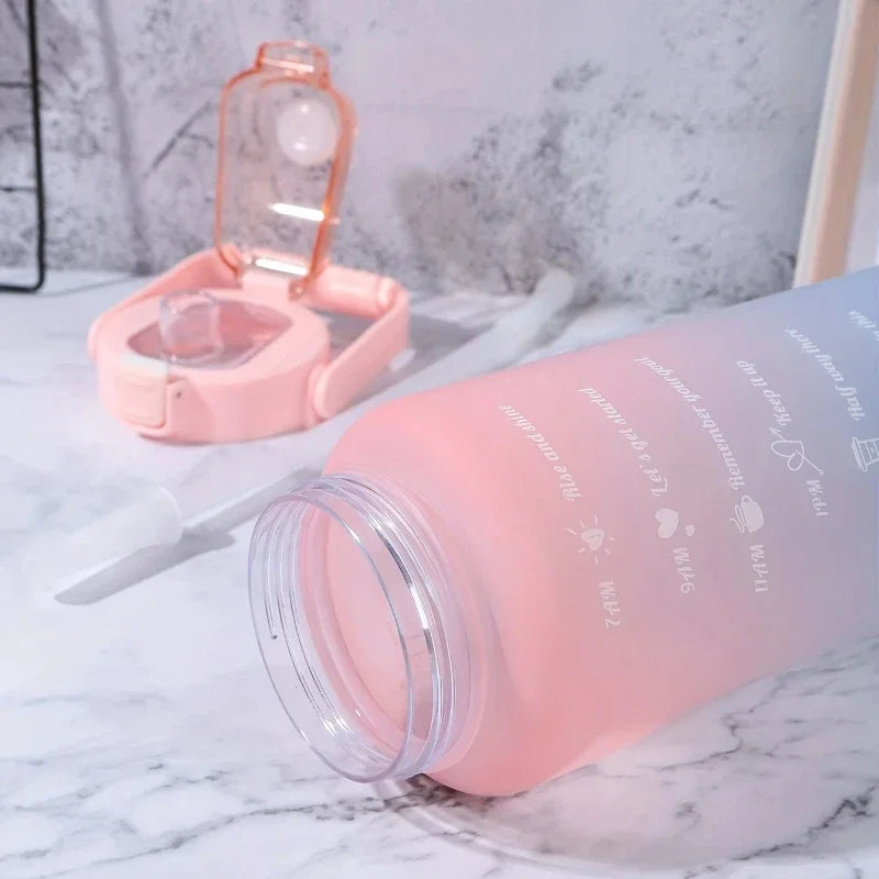 Sports Water Bottle 2 Liters Bottle Drinking Plastic Large Portable Travel Fitness Cup High Value Big Fat Cup Adult Universal