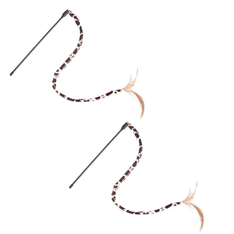 2PCs Cat Teaser Wand Toy Interactive Cat Stick toys with Artificial Feather Funny Kitten Playing Toys  Cat Accessories