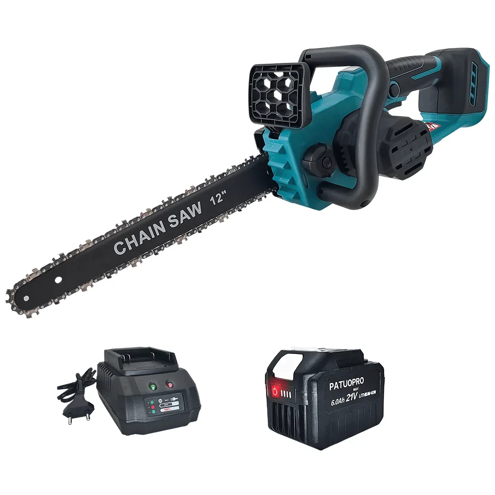 12 Inch Brushless Handheld Electric Saw Cordless Rechargeable Chainsaw Wood Cutting Woodwork Garden Tools For Makita 18V Battery
