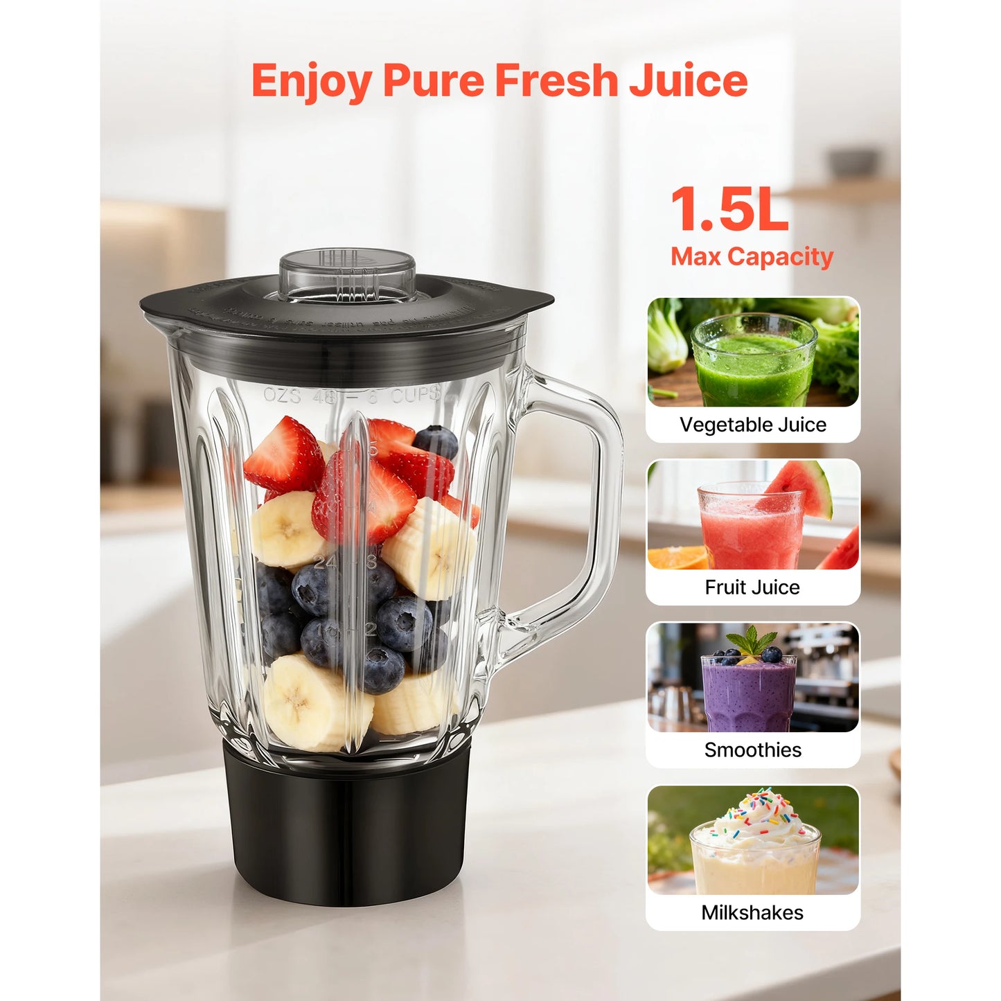 SucceBuy 4.3L 5.7L 6L 7.8L Stand Mixe Electric Kitchen Mixer 1500W Dough-Mixer 6+P Speeds Tilt-head Food-Mixer with 1.5 L Blender Cup