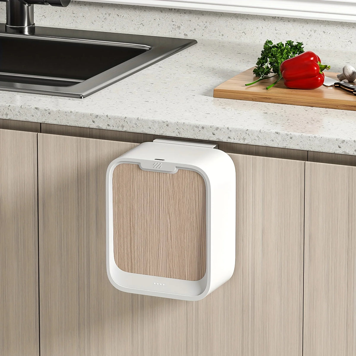 Hanging Trash Can,Motion Sensor Waste Bin Wall Mounted Smart Sensor Trash Bin with Lid for Kitchen Cabinet Door Under Sink