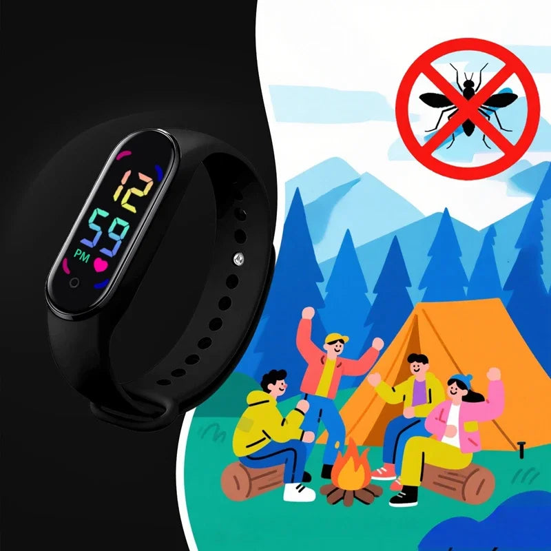 Montre connectée Lenovo avec bracelet anti-moustique à ultrasons, écran tactile LED et lumière dégradée colorée pour enfants en extérieur