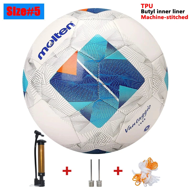2026 Molten Soccer Ball Size 5 High Quality PVC/TPU with Pump for Outdoor Football Training and Match Game - Quality Shopping Centre