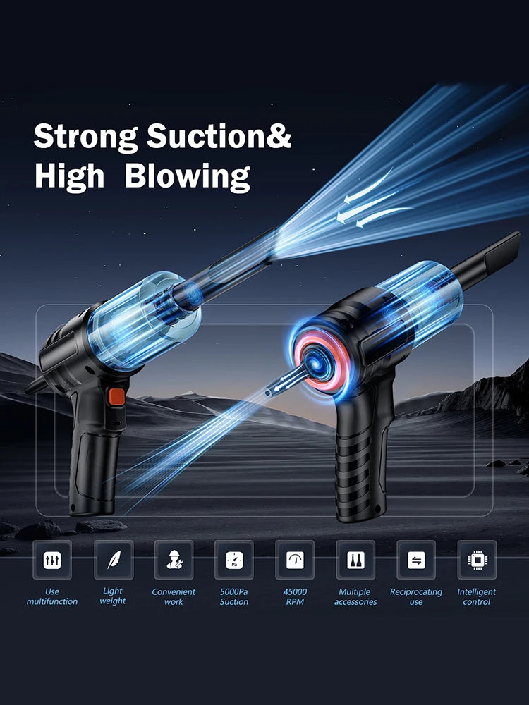 New Car mounted vacuum cleaner, wireless high suction, blowing and suction dual-use, small mini charging, handheld integrated