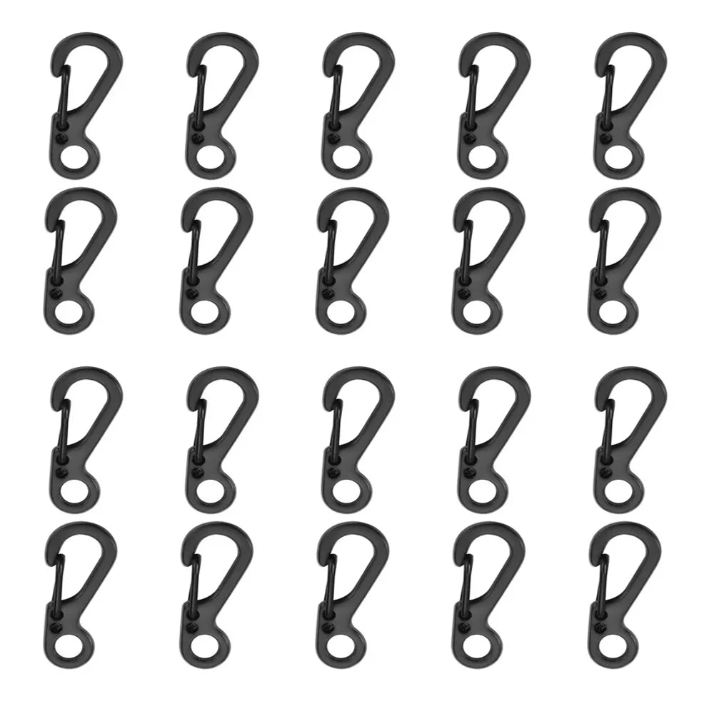 20Pcs Mini Spring Carabiners Set Outdoor EDC Rope Clasps Keychain Camping Hooks Paracord Clips Tactical Survival Buckle