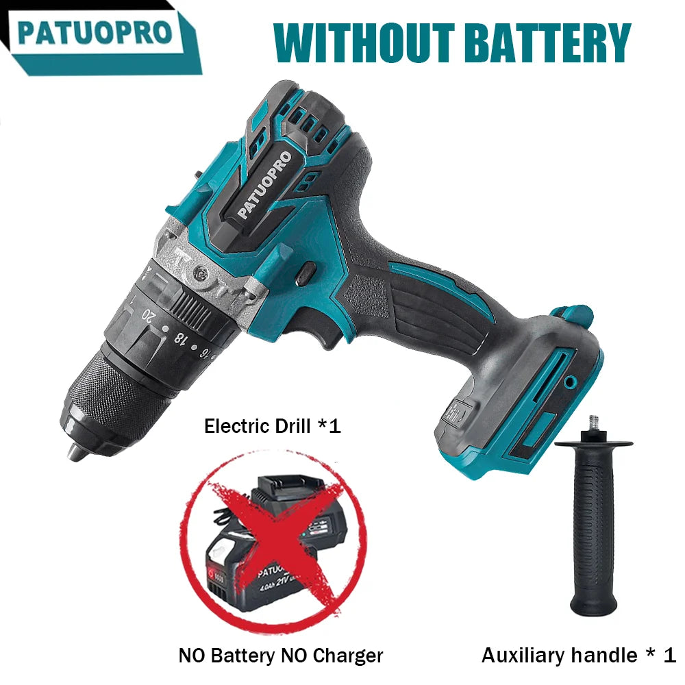 Borstelloze draadloze 13 mm elektrische klopboormachine 20+3 koppelinstellingen handmatige schroevendraaier elektrisch gereedschap voor Makita 18V-accu