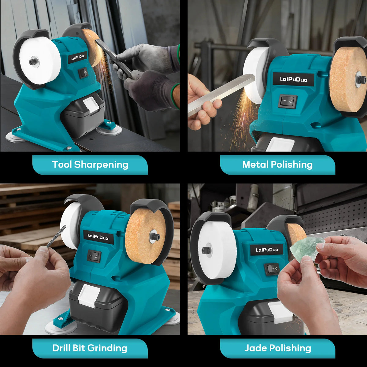 Cordless Bench Grinder 5500RPM Dual Wheel Grinder Metal Stone Knife Polishing Grinding Sharpening Tool for Makita 18V Battery