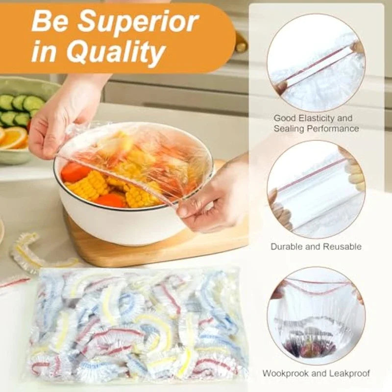 Transparent Food Grade Disposable Plastic Packaging-Retractable Wrap for Bowls,Dishes,Fruits and Vegetables-Dust-proof Cover