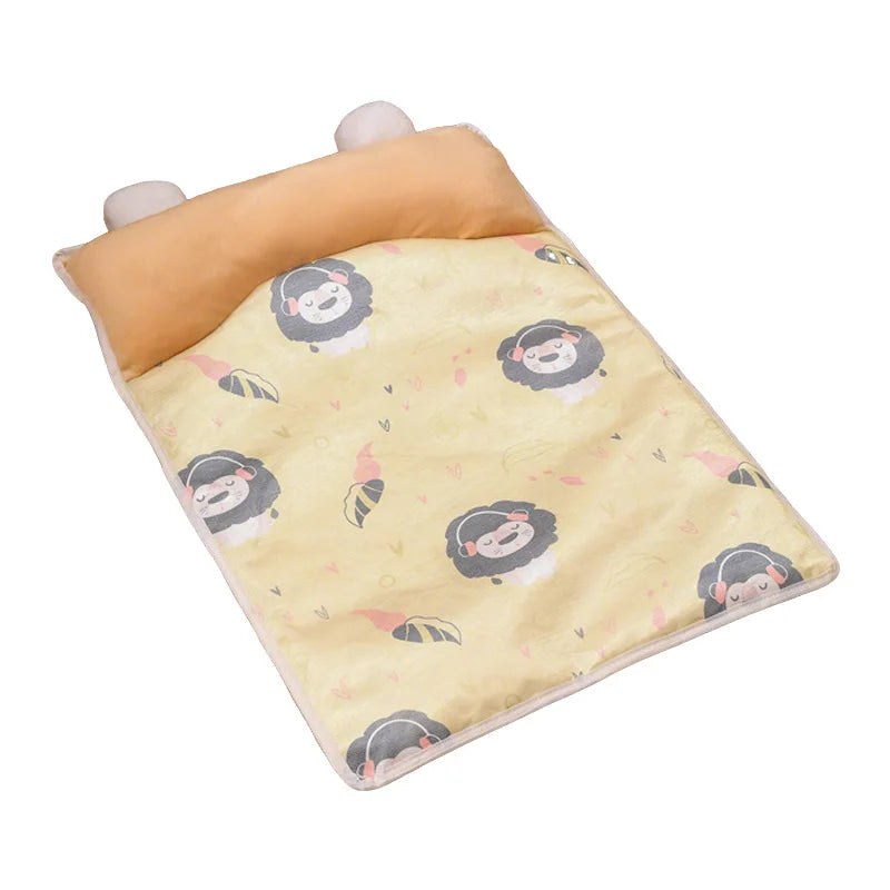 Summer Pet Cooling Mat Breathable Cat Sleeping Mat with Pillow Square Pet Bed for Cats Small Medium Dogs Cat Accessories
