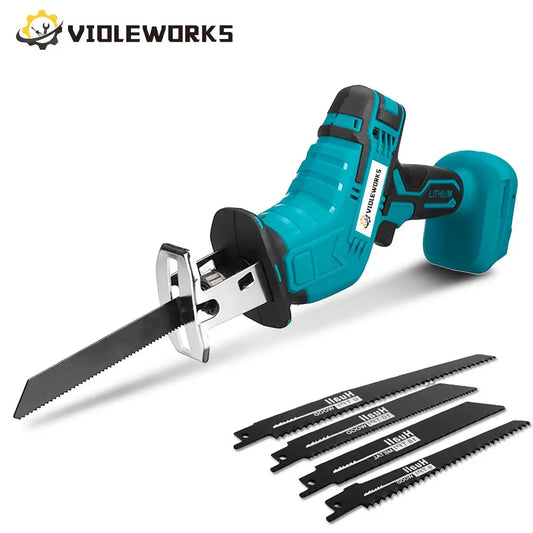 Cordless Reciprocating Saw with 4 Blades Electric Chainsaw Wood Metal PVC Pipe Cutting Garden Power Tool for Makita 18V Battery