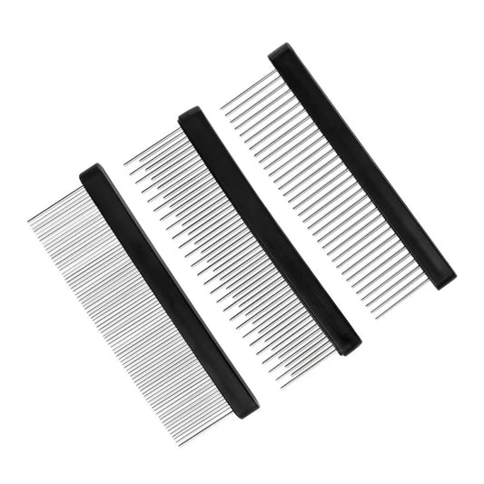 3pcs Stainless Steel Cat And Dog Hair Removal Brush Double-Sided Pet Grooming Comb With Long And Short Teeth For Hair Brushing