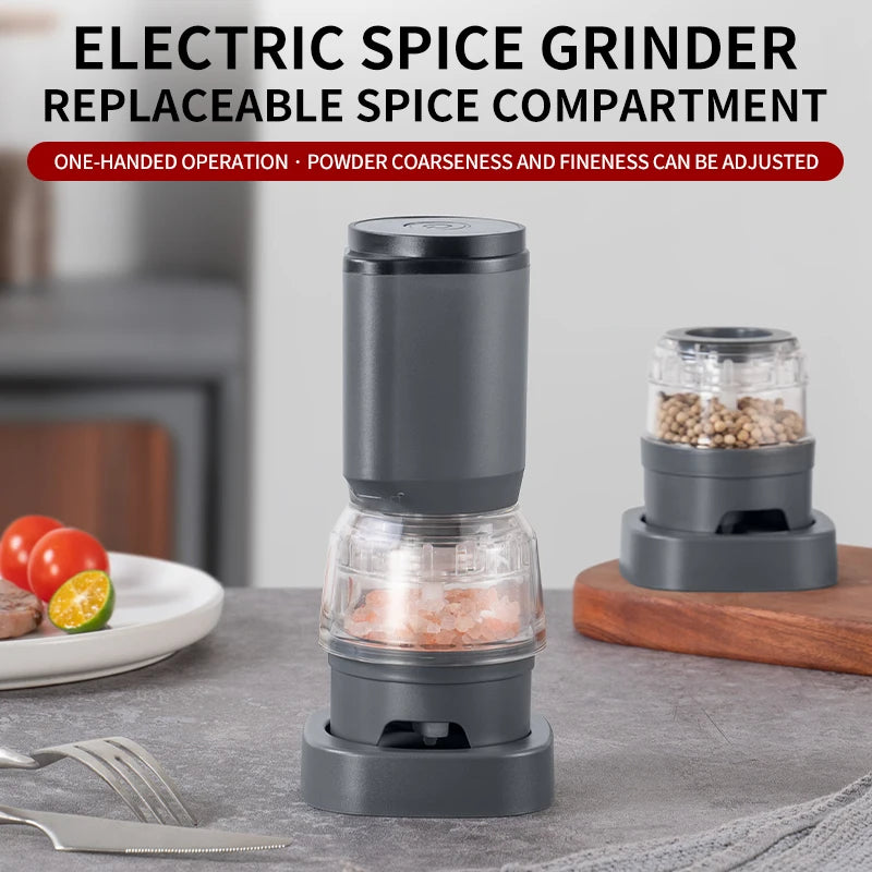 Rechargeable Electric Pepper Grinder Set Automatic Salt and Pepper Mills Adjustable Coarseness One-Handed Operation Grinder