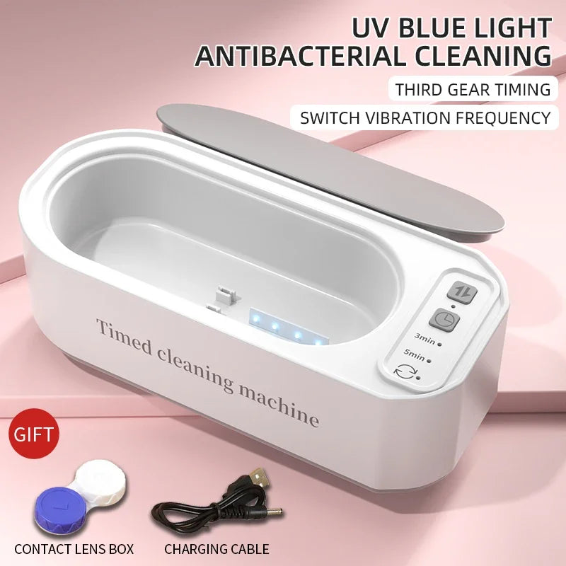 2026 Ultrasonic Glasses Cleaner 50KHz Contact Lens Cleaner Household Timer Jewelry Toothbrush Cleaner Brush Dentures New