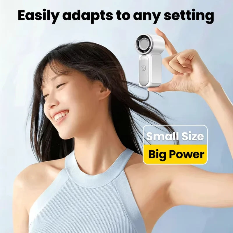 Lenovo Portable Handheld Mini Fan 5 Speed Adjust Type C Rechargeable Fan Digital Display Desktop Fan Outdoor
