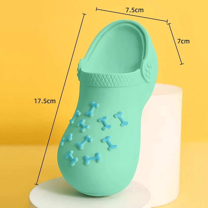 Interactive Dog Bite Slippers Toys Funny Dog Squeaky Toy Puppy Teeth Cleaning Latex Slippers Bite-resistant Pet Chew Toy