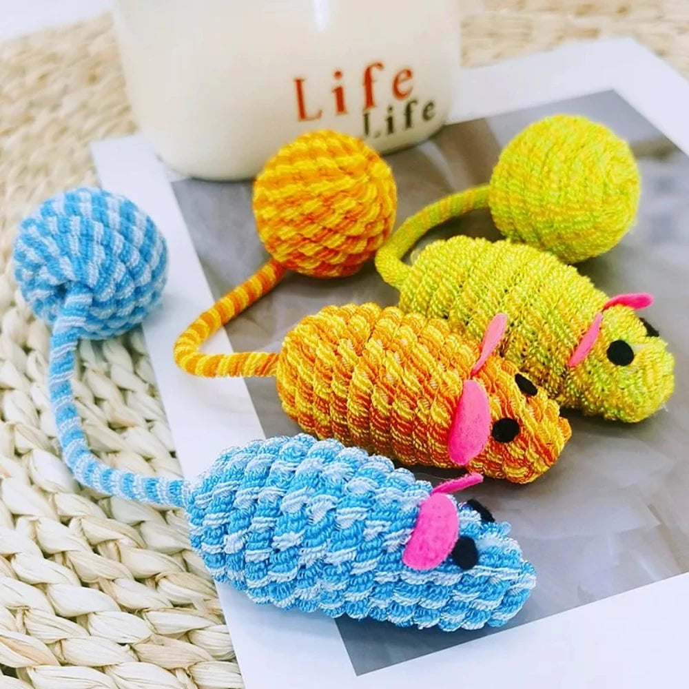 1 pièce/2 pièces Jouet pour chat souris Jouets pour chat cordes interactives balles jouets pour chats souris sonore taquinerie jouet pour chats avec fournitures pour animaux