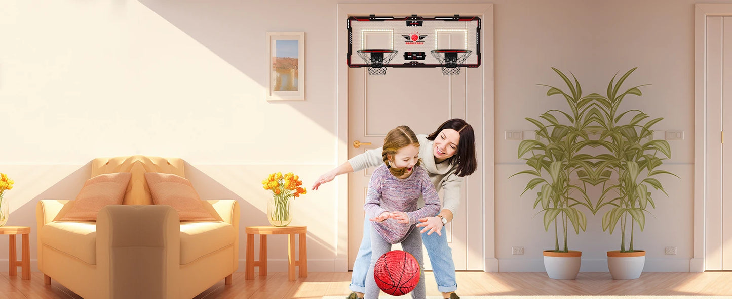 VATOS Mini Basketball Hoop for Kids x2 Indoor Outdoor Electric Scoreboard with 4 Balls - Perfect Sports Game Gift for Boys and Girls - Quality Shopping Centre