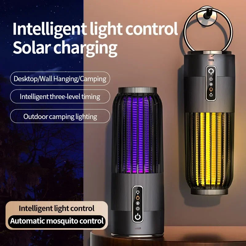 Lampe anti-moustiques Lenovo 2-en-1 rechargeable solaire/USB, destructeur d'insectes électrique portable pour camping en extérieur et maison, choc 4000V 2026