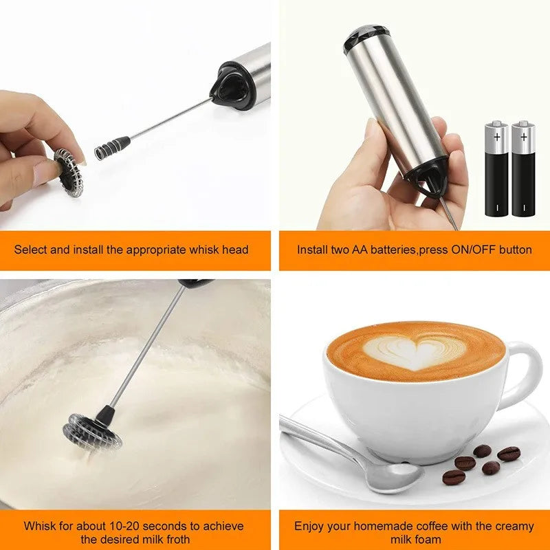 Electric Milk Frother Portable Handheld Mini Coffee Foamer Maker Kitchen Blender Egg Beater Cappuccino Cream Mix Whisk Tools