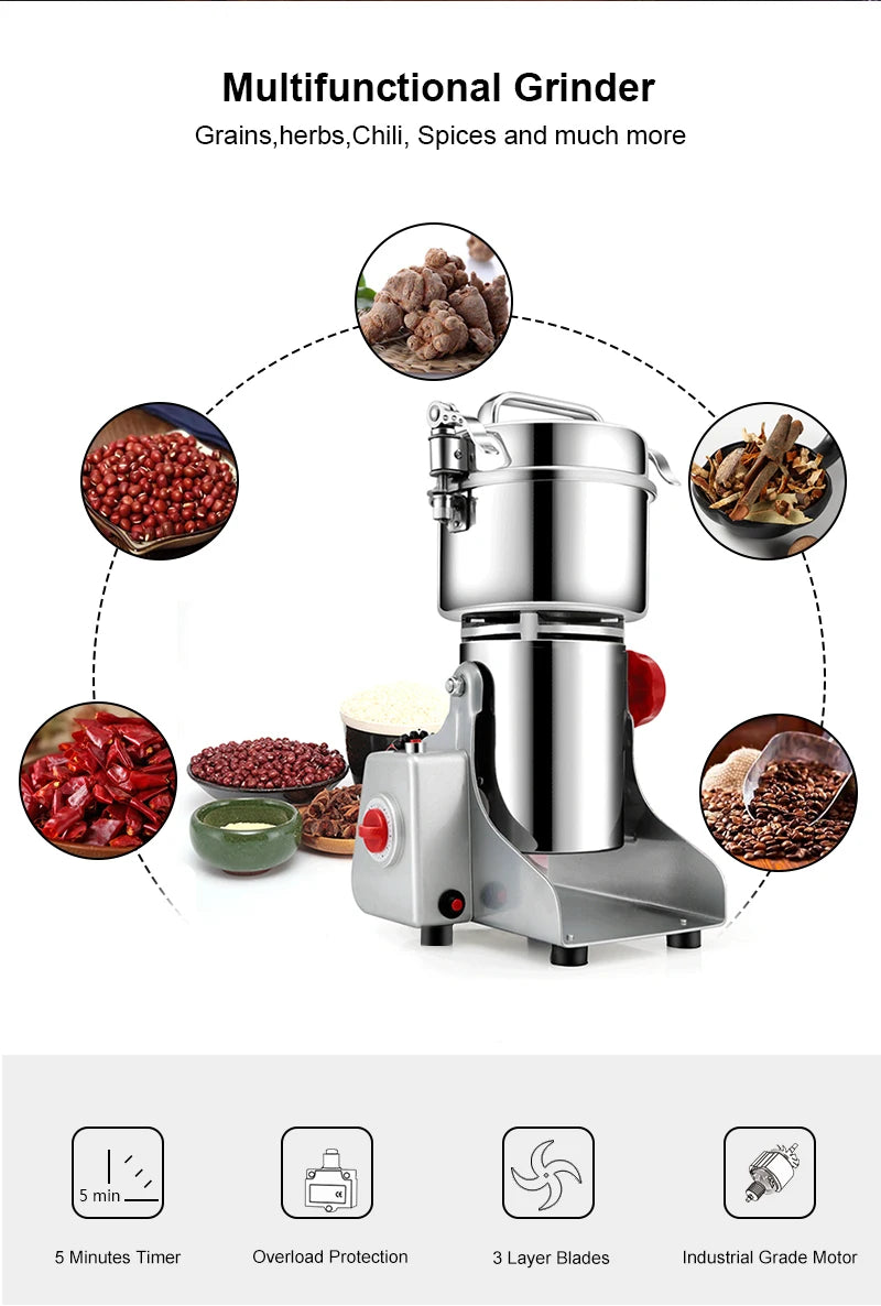 BioloMix Moulin broyeur électrique 700 g pour grains, épices, herbes, céréales et aliments secs