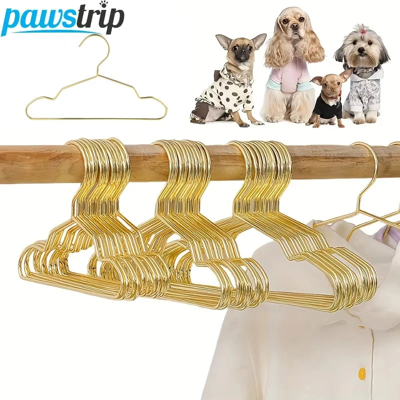 5pcs Pet Apparel Hangers Small Metal Clothes Hanger for Dog Cat Puppet Doll Pet Store Clothes Support Gold Color Mini Hanger