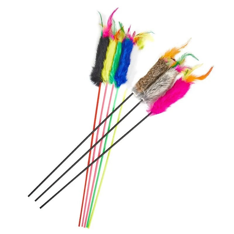 1pc Cat Toy Funny Pet Toy for Cats Interactive Cat Stick Feather Kitten Toys Random Color Pet supplies