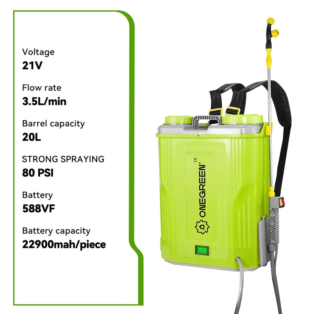 ONEGREEN Electric Sprayer 20L Large Capacity Yard Lawn Spraying Pesticide Dispenser Garden Watering For Makita 18V Battery Pin