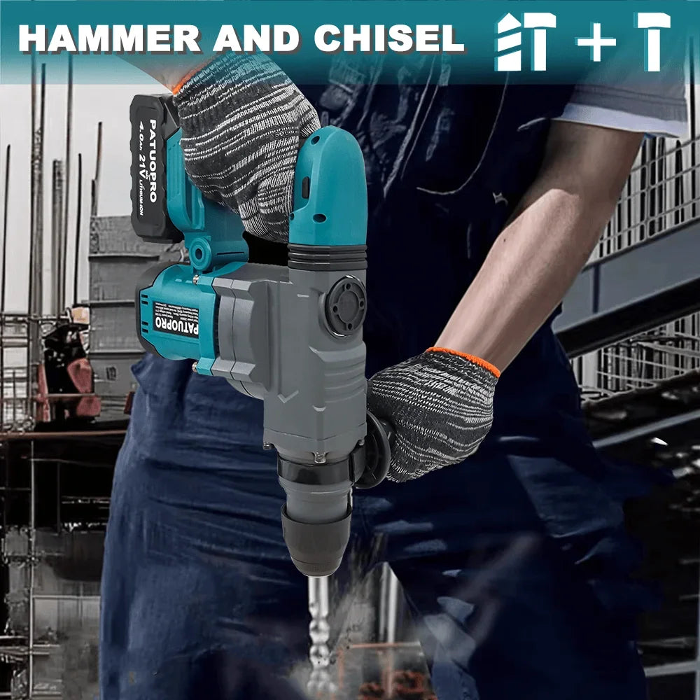 2280W Borstelloze 2-Mode Roterende Elektrische Hamer Handbediende Oplaadbare Klopboormachine Geschikt voor Beton Hout voor Makita 18V Accu