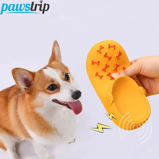 Interactive Dog Bite Slippers Toys Funny Dog Squeaky Toy Puppy Teeth Cleaning Latex Slippers Bite-resistant Pet Chew Toy