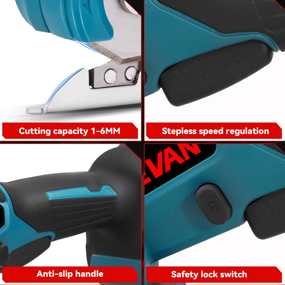 ONEVAN 800W Elektrische tapijtschaar, draadloze multifunctionele stofschaar voor leer en textiel, voor 21V 18V accu