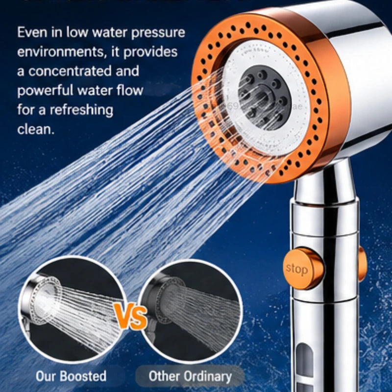 Shower Head Filter One-click Stop Metal Appearance-easy To Clean Fine Spray on The Outer Ring Strong Water Column in The Center
