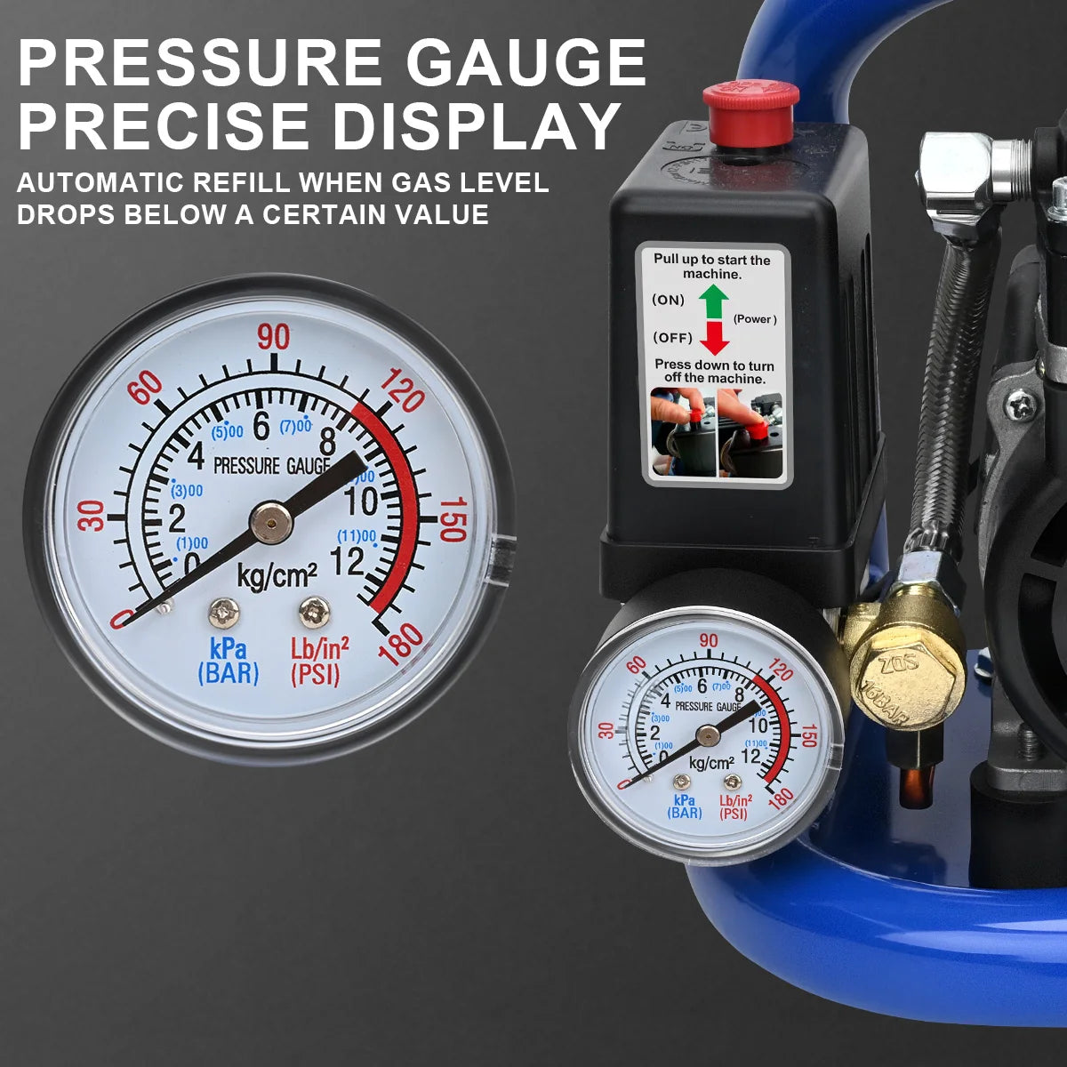Compresseur d'air électrique Gisam 1,5 L, 8 bars, 120 PSI, sans huile, portable, pour réparation, gonflage de pneus, peinture automobile, bricolage, outil haute puissance pour batterie Makita 18 V