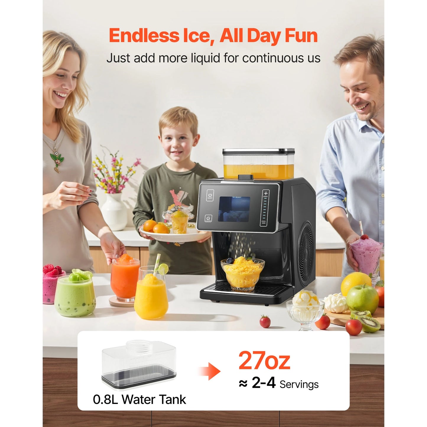 SucceBuy Snowflake Ice Machine, 44LBS/24H Snowflake Ice Maker, Ice-Shaver Machine with Stainless Steel Blade, Electric Snow Cone