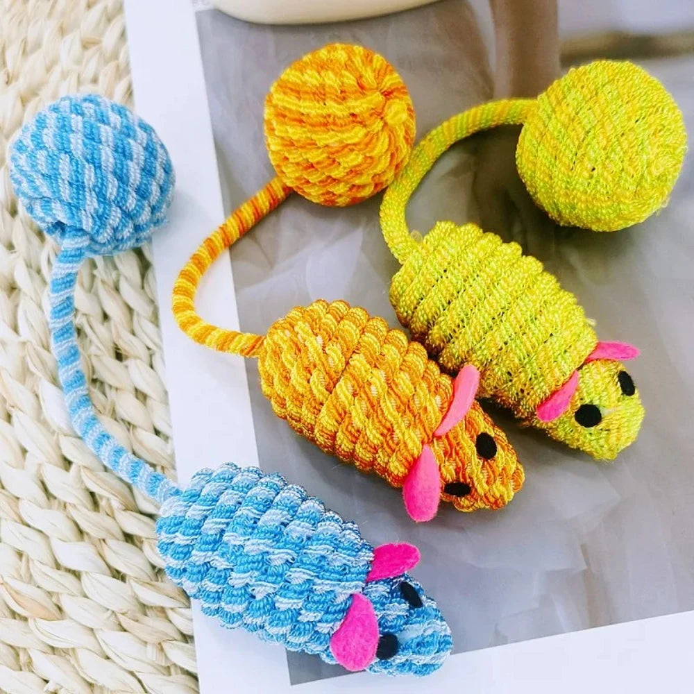1 pièce/2 pièces Jouet pour chat souris Jouets pour chat cordes interactives balles jouets pour chats souris sonore taquinerie jouet pour chats avec fournitures pour animaux