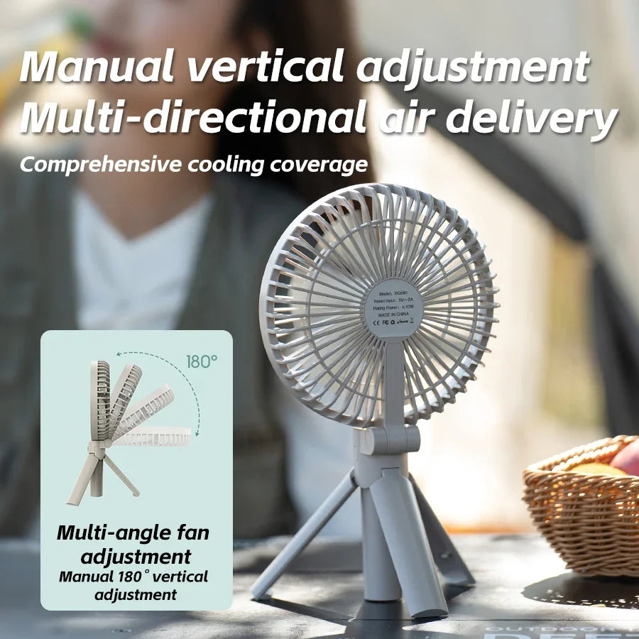 Lenovo Foldable Tripod Handheld Fan 3000mAh 4-Speed Rechargeable Fan LED Digital Display Portable Fan for Outdoor Travel Camping